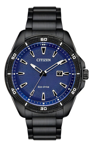 Reloj Citizen Ecodrive Negro/azul Original Hombre E-watch Color de la correa Negro Color del bisel Negro Color del fondo Azul