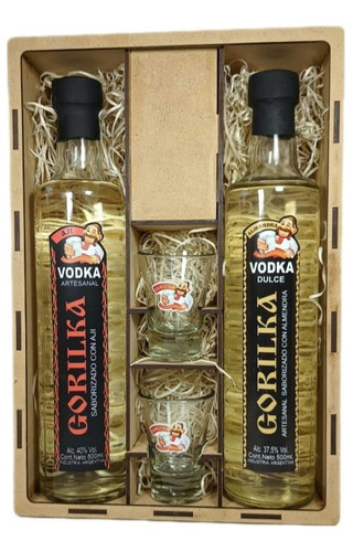 Vodka Estuche Para Regalar Gorilka 2 Shots Y 2 Vodkas