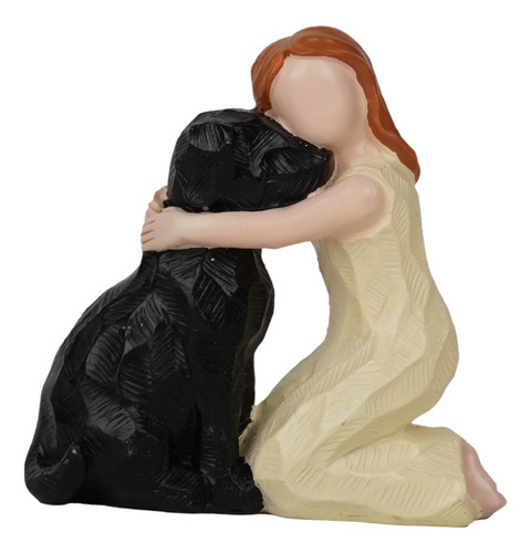 Estatua Navideña De Resina, Figura Niña Y Perro