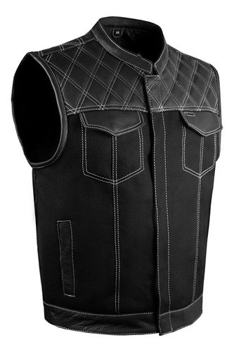 Dream Apparel Soa - Chaleco De Moto De Mezclilla Y Cuero Par