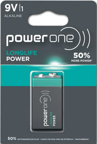 Batería Alcalina Power One Longlife 9v, Larga Duración Y 5 A