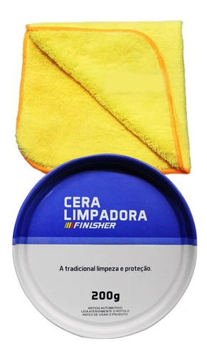 Imagem 1 de 3 de Cera Limpadora Automotiva Finisher 200g Cleaner E Microfibra