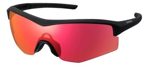 Gafas de bicicleta Shimano Spark, negras y rojas, con 2 lentes