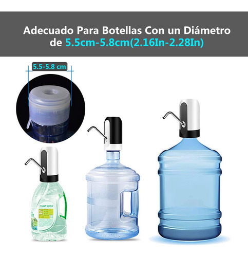 Moreka® Dispensador De Agua Eléctrico Recargable Usb Bomba De Agua Color Blanco