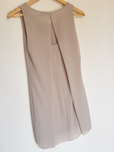 Imagen 5 de 10 de Blusa Holgada Larga, Sin Mangas Y Forro Color Beige, Talla M