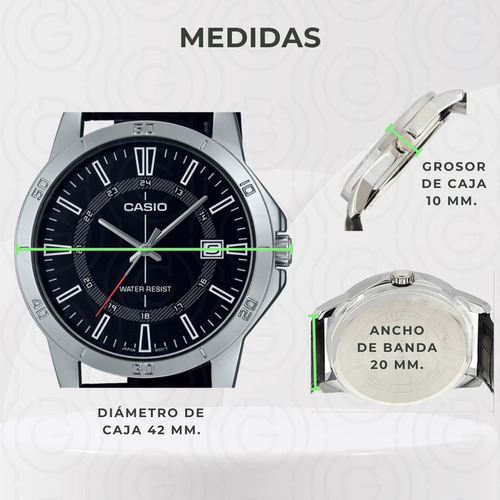 Reloj Casio Mtpvd01l 1c Hombre Correa Fechador