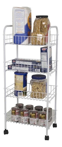 Anaquel Metálico Organizador 4 Niveles Con Ruedas Frutero Color Blanco