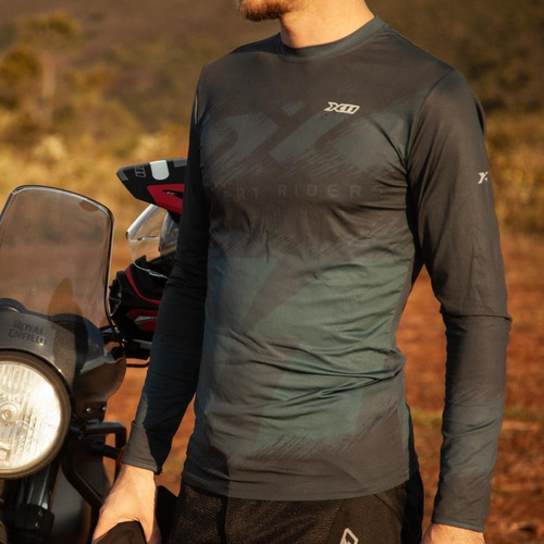 Imagem 3 de 3 de Blusa X11 Sunprotec Rise Azul Escuro