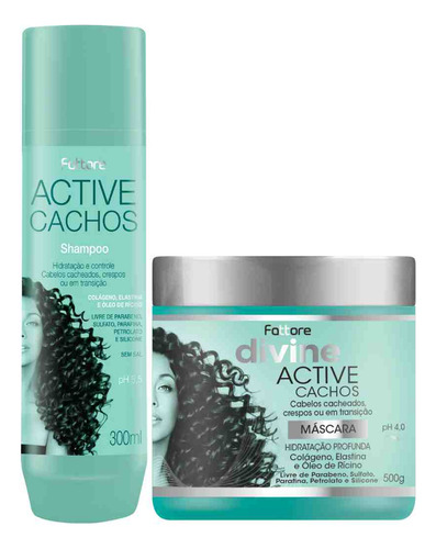 Kit Shampoo E Máscara Active Cachos Fattore Hidratação