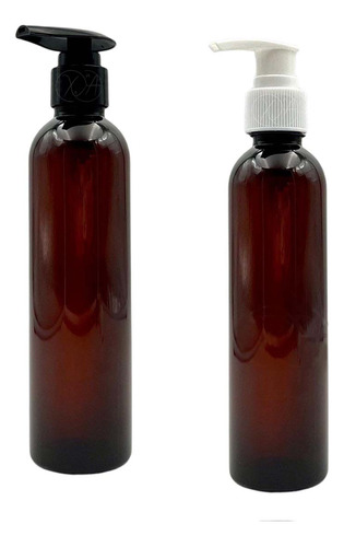 Botella Ambar Con Dispensador 250 Ml Para Shampoo Jabon X 12