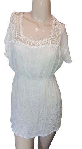 Blusa Talle G/xg Blanca Con Festón, Hermosa 