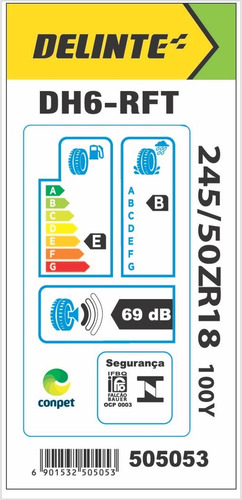 Par De Pneus 245/50 Zrf18 100y Aro 18 Dh6-run Flat Delinte