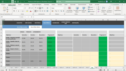 Planilha De Okr Objetivos E Resultados Chave 4.0