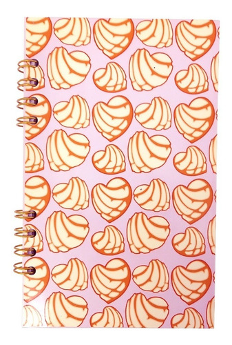 Libreta 90 G Pasta Dura Bullet Journal Conchas Rosa Stickers