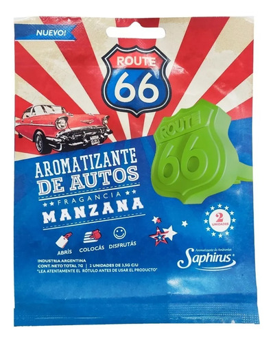 Aromatizante Auto Manzana - Route 66 - |yoamomiauto®|