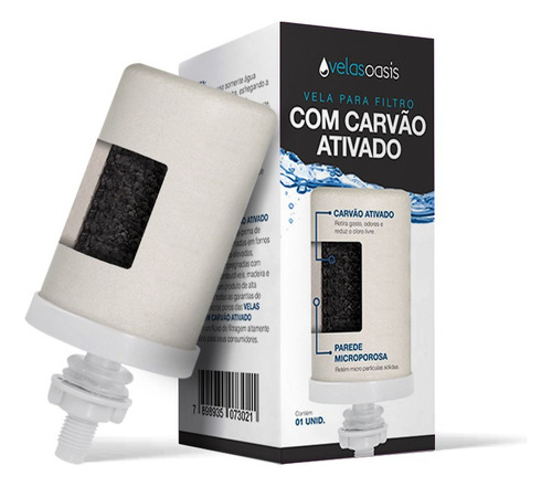 Kit 6 Velas Carvão Ativado Agua Filtro De Barro + 6 Boias Cor Branco