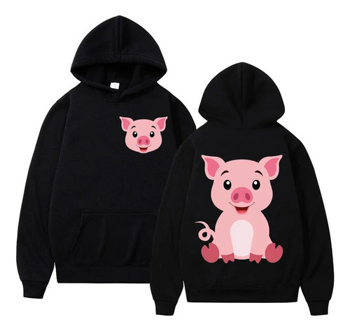 Sudadera Con Capucha Bonita Y Estampado De Cerdo De Edición