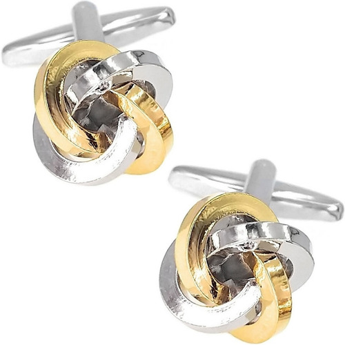 Mancuernillas Thot Ra Nudo Plateado Con Dorado Camisa D-437