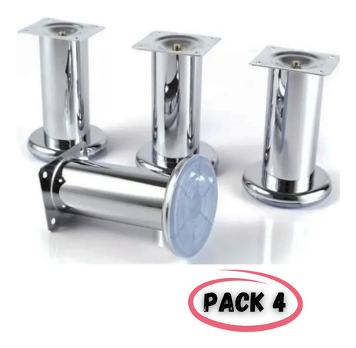 Imagen 2 de 7 de 4 Patas Cromadas Para Muebles 10 Cm