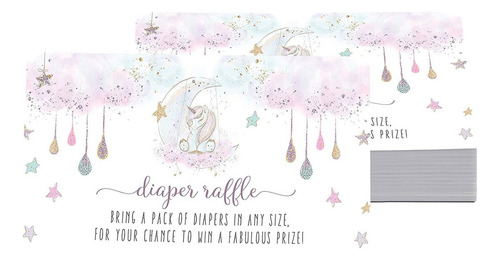 Whimsical Unicorn Diaper Raffle Tickets (25 Pack) Games For