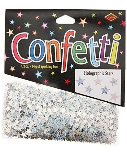 Beistle Cn054 Confeti De Estrellas Holograficas Plateadas, 1