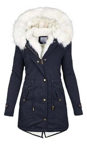 Chaqueta Acolchada De Felpa For Mujer Parka Con Forro Polar