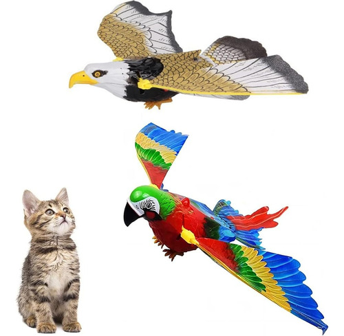 Beepow 2pcs Flying Bird Cat Toy, Simulación Bird Interactive