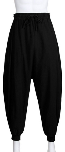 Tr Pantalón Harem Holgado Liso Algodón Y Lino Para Hombre