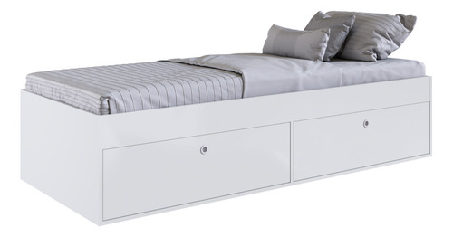 Base Cama Individual Con Cajones Kingshouse Recamara Color Blanco