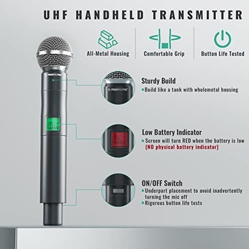 Sistema De Micrófono Inalámbrico, Inalámbrico Uhf Phenyx Pro