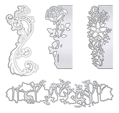 Plantilla De Troqueles De Corte De Metal Para Flores, 4 Piez