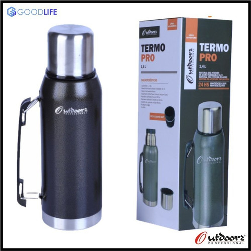 Imagen 6 de 8 de Termo Acero Outdoors Professional 1.4 L Pico Cebador Negro