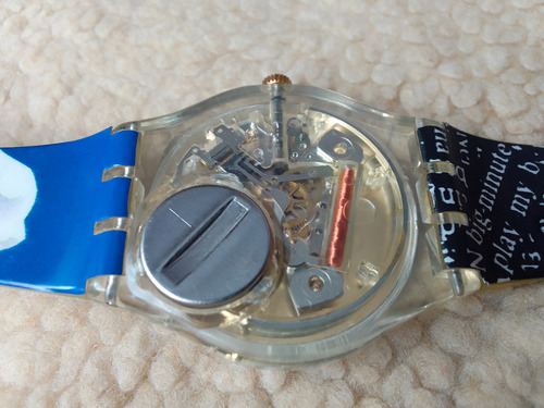 Reloj Para Mujer Swatch Beige Claro Transparente Dorado Y Champagne (Usado)