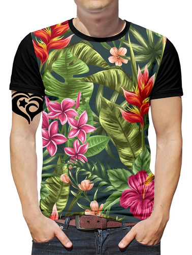 Camiseta Floral Masculina Florida Infantil Blusa Roupa Est5
