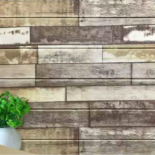 Placa Panel Adhesiva Revestimiento Madera Marron X 10 Pared