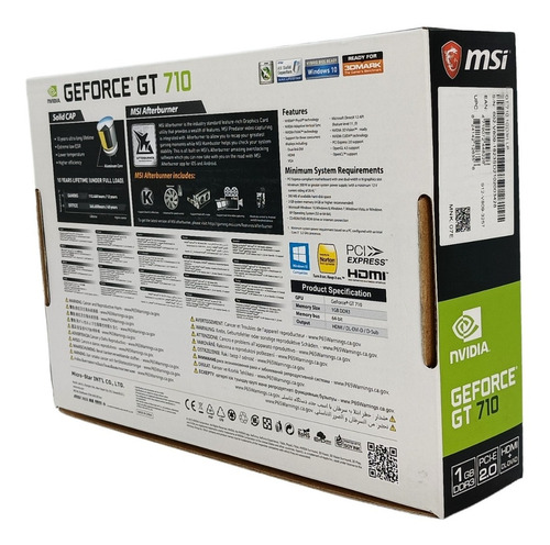 Imagen 8 de 9 de Placa De Video Nvidia Msi Geforce Gt 710 1gb Ddr3