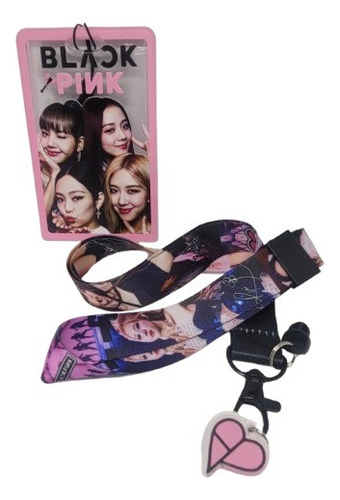 Porta Credencial /photocard Holder + Lanyard Kpop Rosa Black Pink