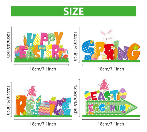 Juego 4 Piezas Decoración Mesa Pascua Conejos