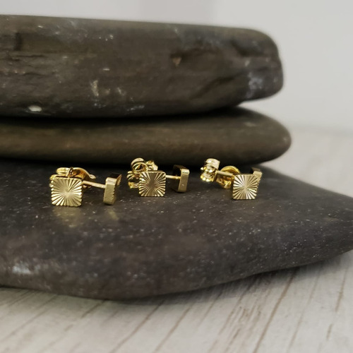 Topos Aretes De Hombre Mujer Unisex Oro 18k Laminado + Caja