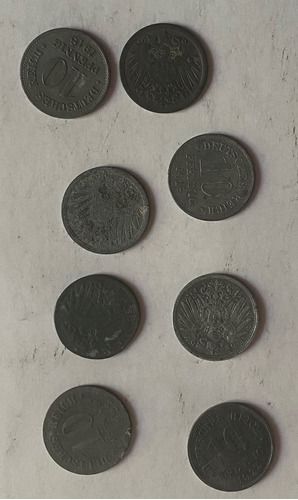 Alemania 8 Monedas De 10 Pfennig De 1918 20 22 Lote 950/10m