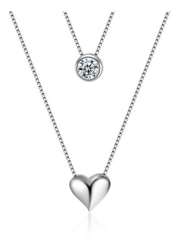 Collar Mujer Colgante Plata 925 Cadena Corazón Promesa Amor 