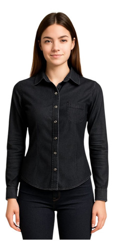 Blusa Donnatex M. Larga Mezclilla Stretch Corte Basic