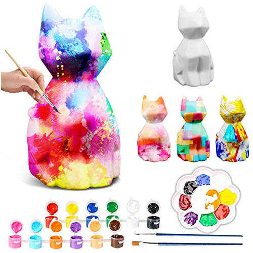 Paint Your Own Cat Lamp Art Kit, 5in Diy Geometric Cat ...