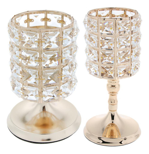 2 Portavelas De Cristal Para Centros De Mesa Para Fiestas, H