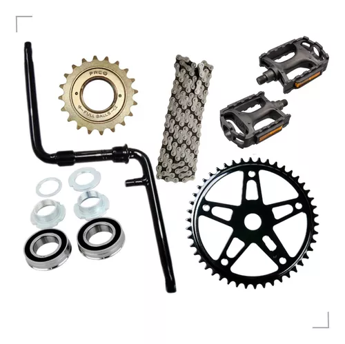 Kit Pedivela Bike Monobloco Coroa Catraca Corrente Movimento Central  Rolamento Selim Cairu Bicicleta 24 26