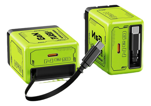 Cargador Carga Rápida 35w Con Cable Retractil Usb C Qc 3.0 Verde