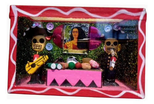 Mini Ofrenda Para Altar Del Día De Muertos Hecha A Mano Rojo