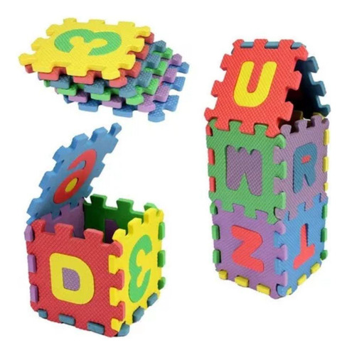 Tapete Eva Afanumérico Castelinho Cubo 9x9 Cm 5 Mm 36 Peças