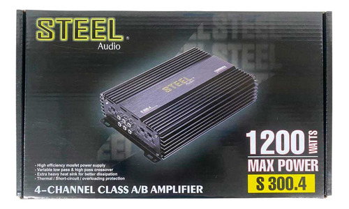 Amplificador 4 Canales Steel Audio 1200 W Max Power S300.4
