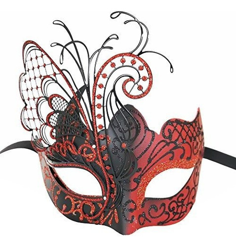 Máscaras Venecianas De Las Mujeres Voladoras Rojas / Negras